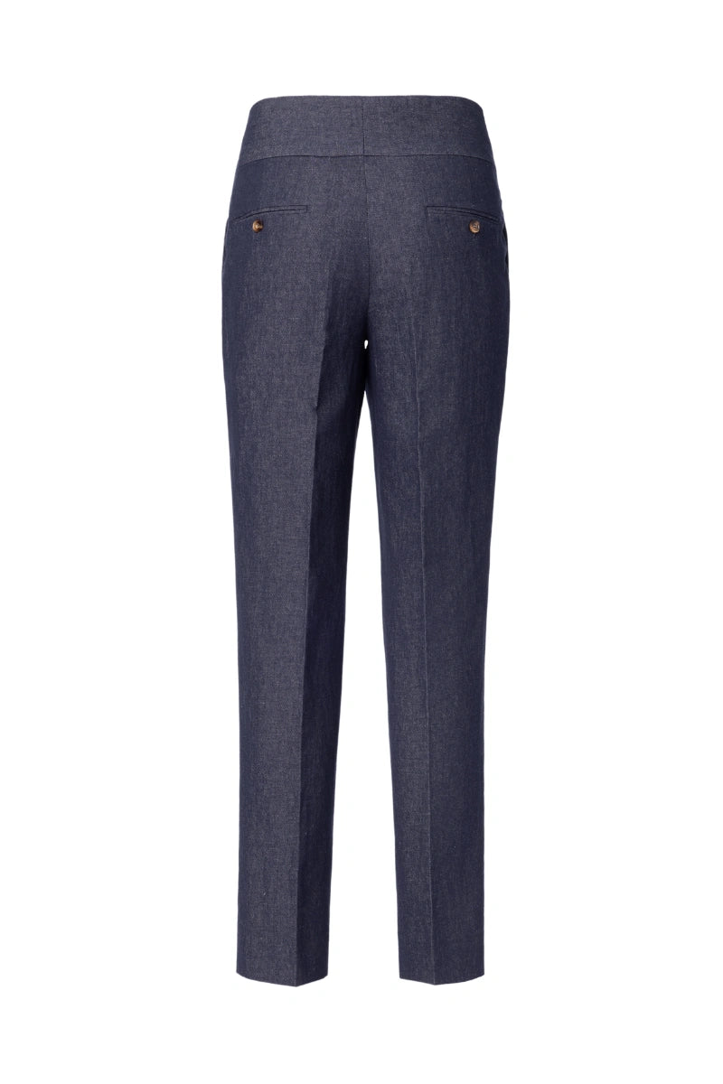 Double Monk Pleated Indigo Trousers