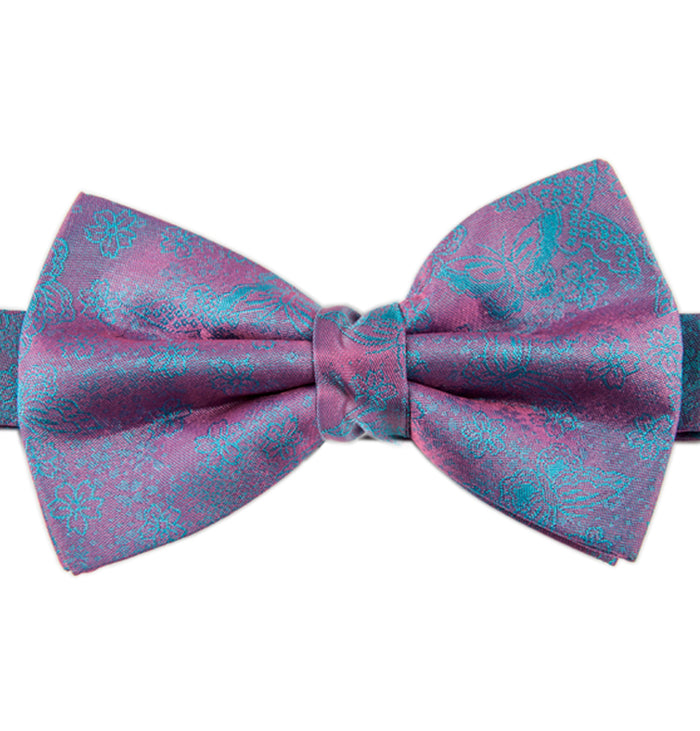 Butterfly Sky Blue Jacquard Bow Tie - KITOKO