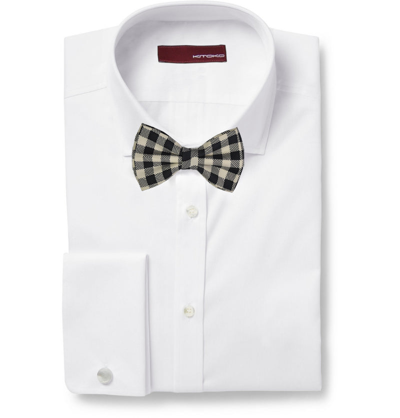 Checks Monochrome Silk Bow Tie - KITOKO