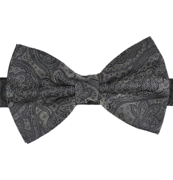 Paisley Silver Grey Jacquard Bow Tie - KITOKO