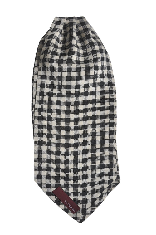 Monochrome Checks Silk Cravat - KITOKO