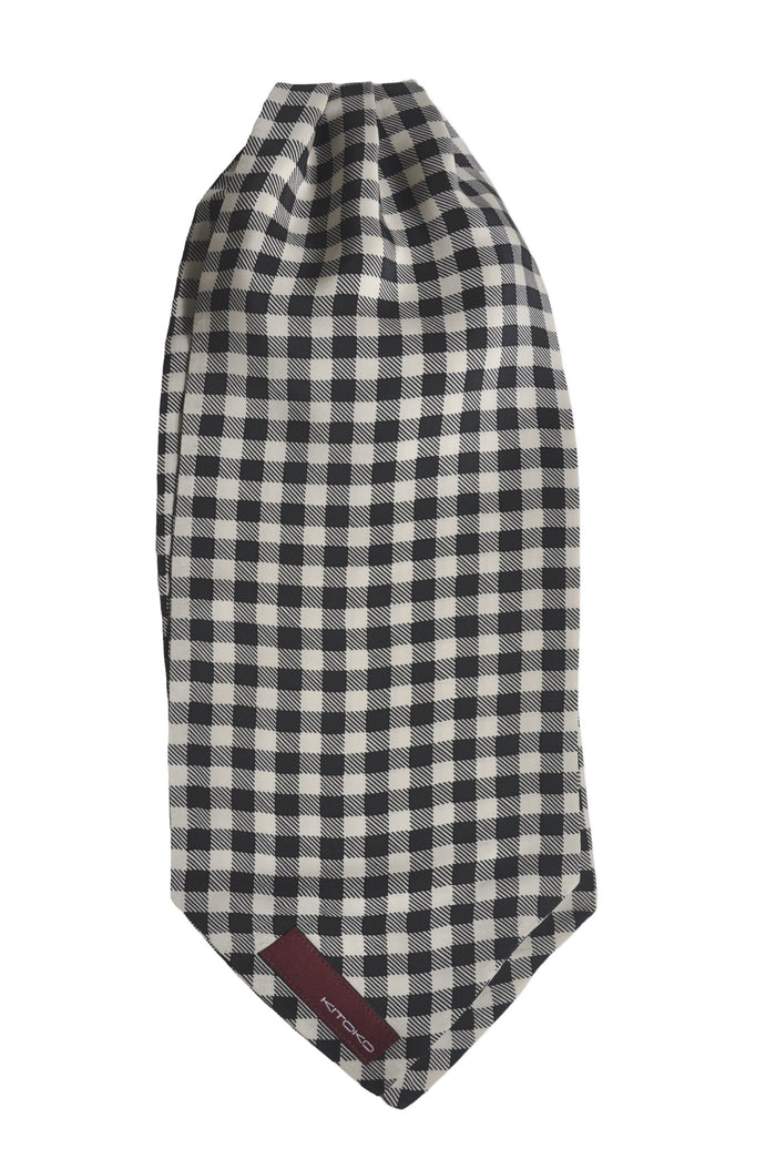 Monochrome Checks Silk Cravat - KITOKO