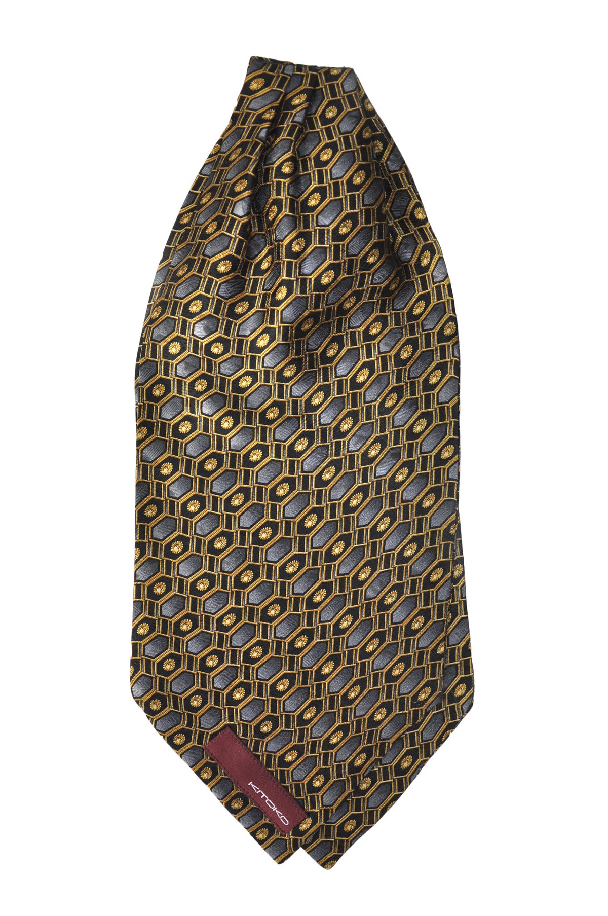 Gold Black & Grey Geometry Silk Cravat - KITOKO