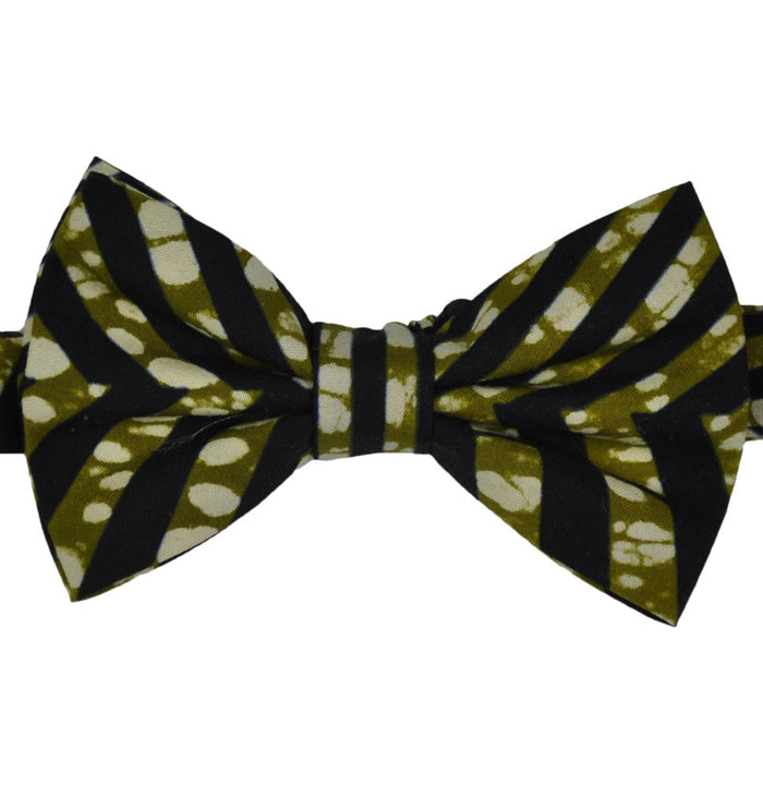 Dutch Wax Olive & Black Bow Tie - KITOKO