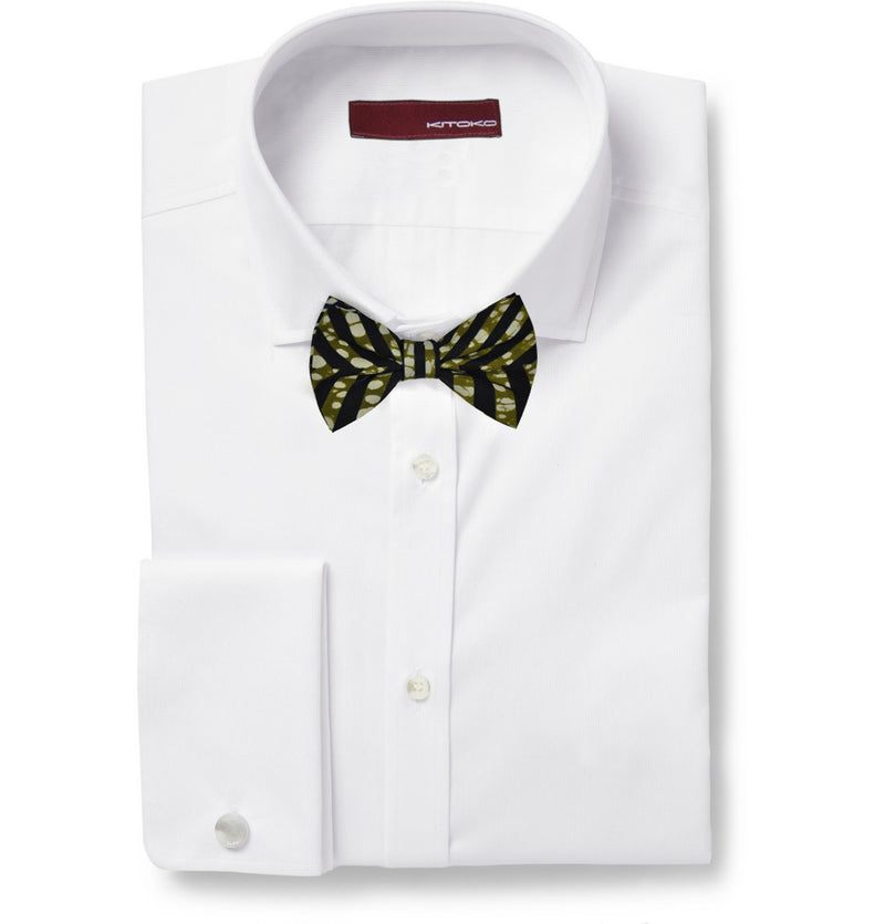 Dutch Wax Olive & Black Bow Tie - KITOKO