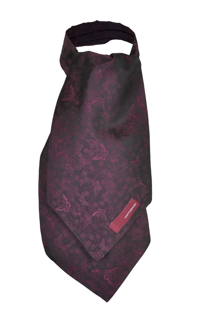 Butterfly wine tonal jacquard cravat - KITOKO