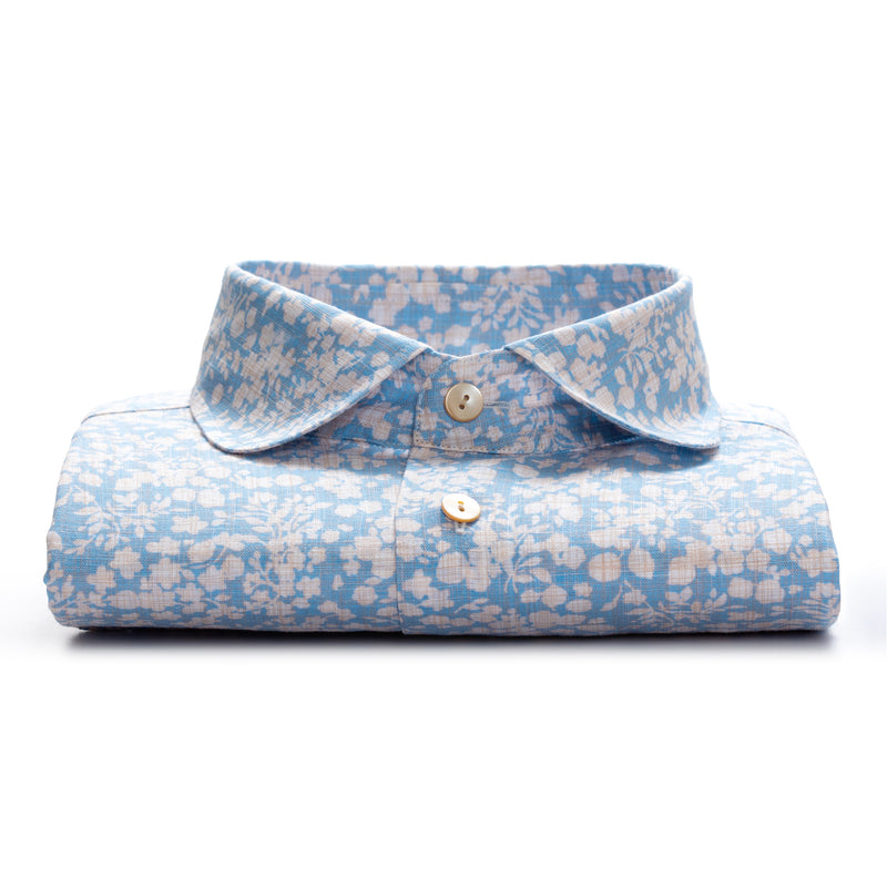 Penny Collar Blue Floral Shirt - KITOKO