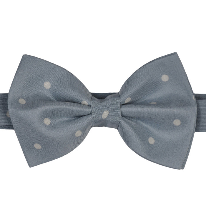 Blue Polka Dots Silk Bow Tie - KITOKO