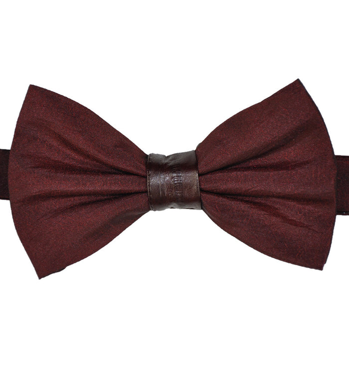 Satin & Eel Skin Wine Bow Tie - KITOKO